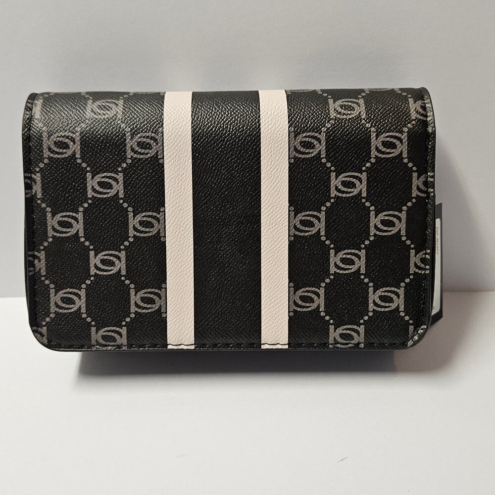 Bebe Paisley Flap Crossbody Black Faux Leather Chain Strap Bag - Picture 3 of 5